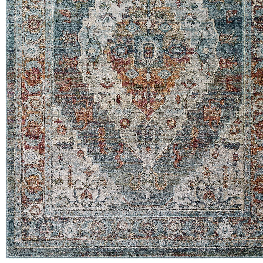 Tribute Camellia Distressed Vintage Floral Vintage Medallion 8x10 Area Rug by Modway