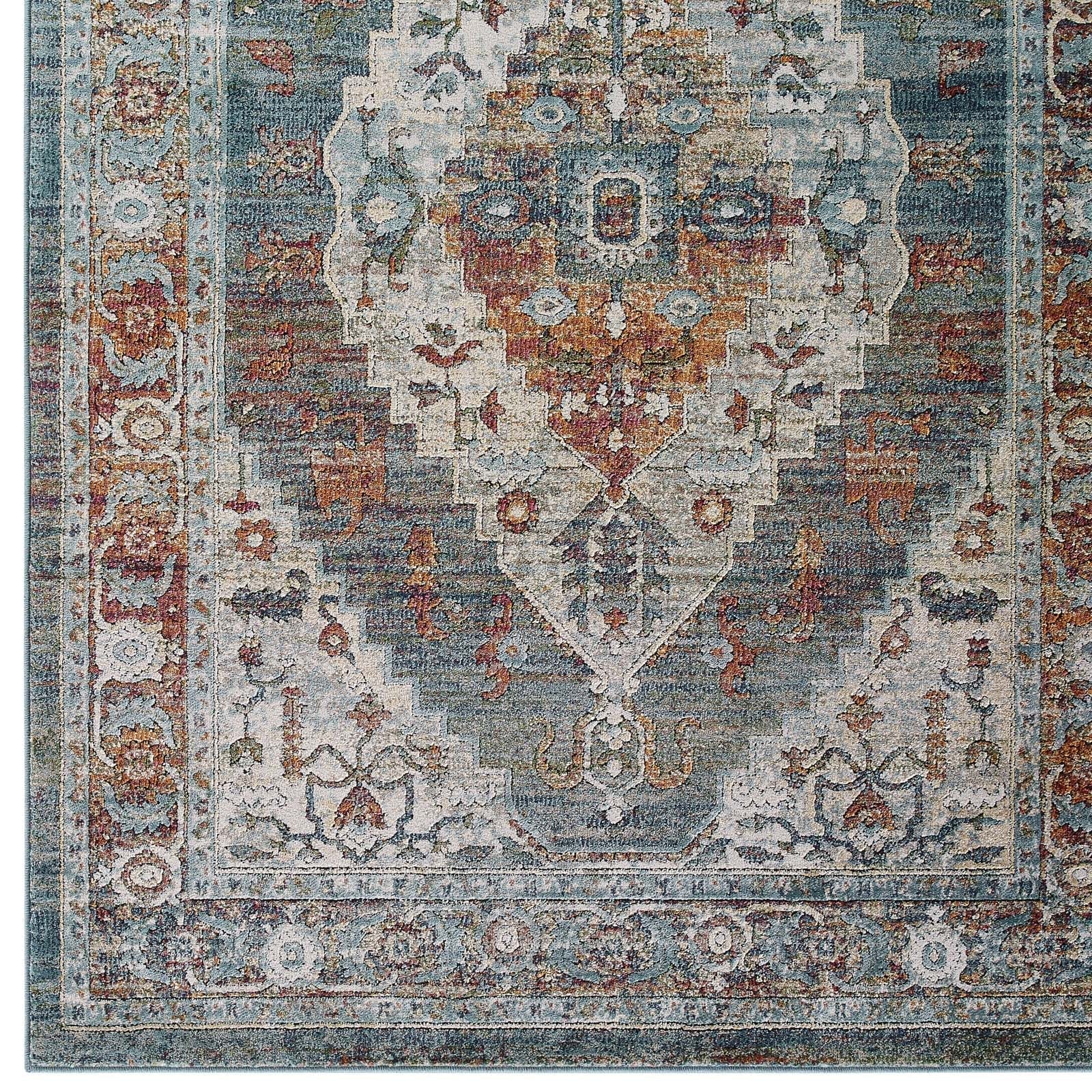 Tribute Camellia Distressed Vintage Floral Vintage Medallion 8x10 Area Rug by Modway