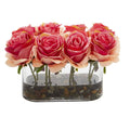 5.5" Blooming Roses in Glass Vase Artificial Arrangement