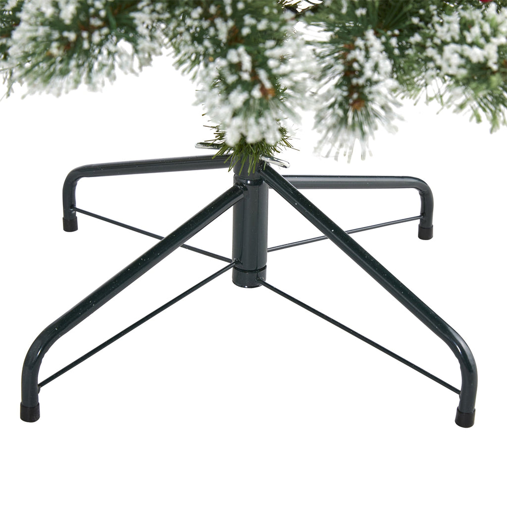 4' Frosted Swiss Pine Artificial Christmas Tree w/ 100 Clear LED Lights & Berrie