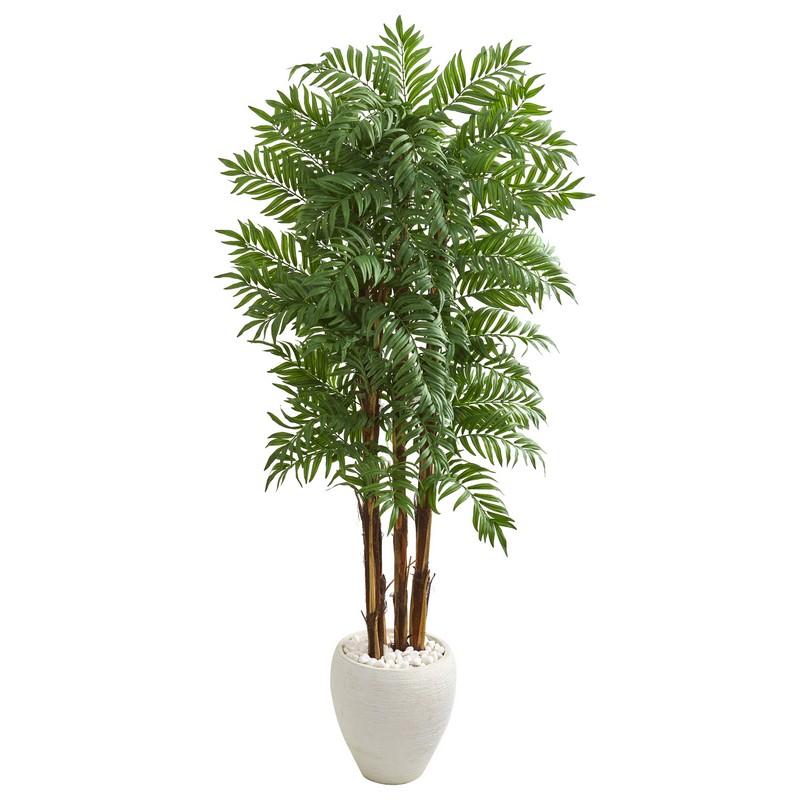 6' Parlour Artificial Palm Tree in White Planter
