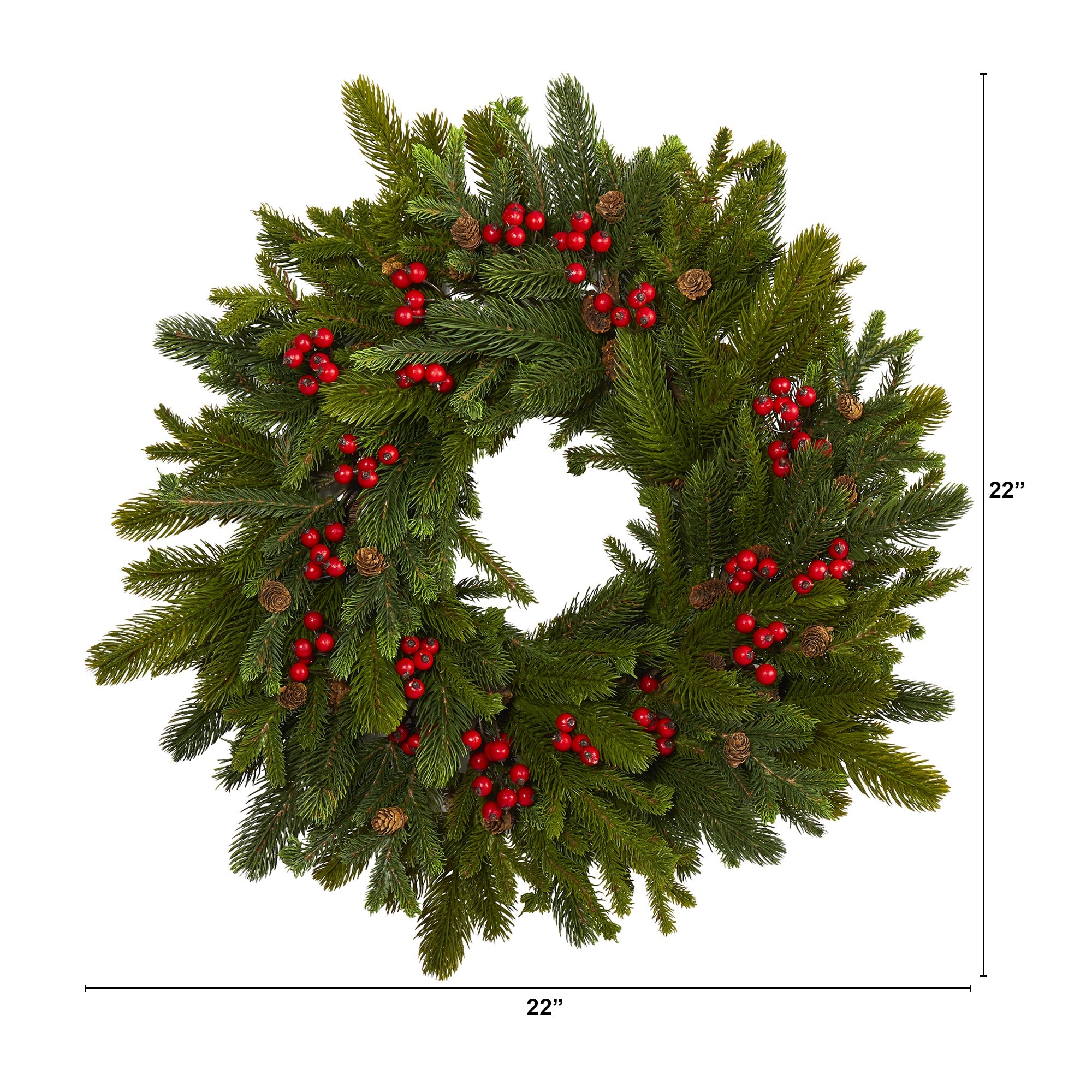 22" Pine, Pinecone and Berry Artificial Wreath