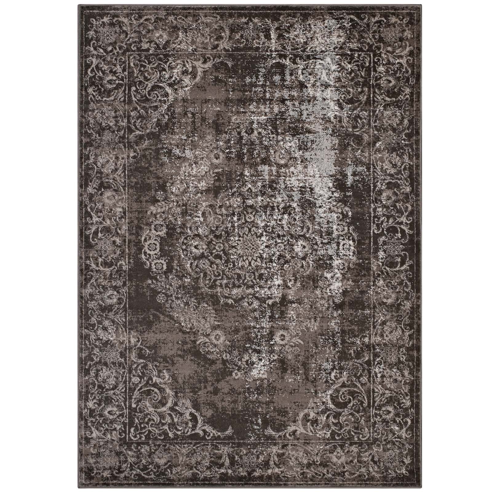 Gamela Rustic Vintage Ornate Floral Medallion 8x10 Area Rug by Modway