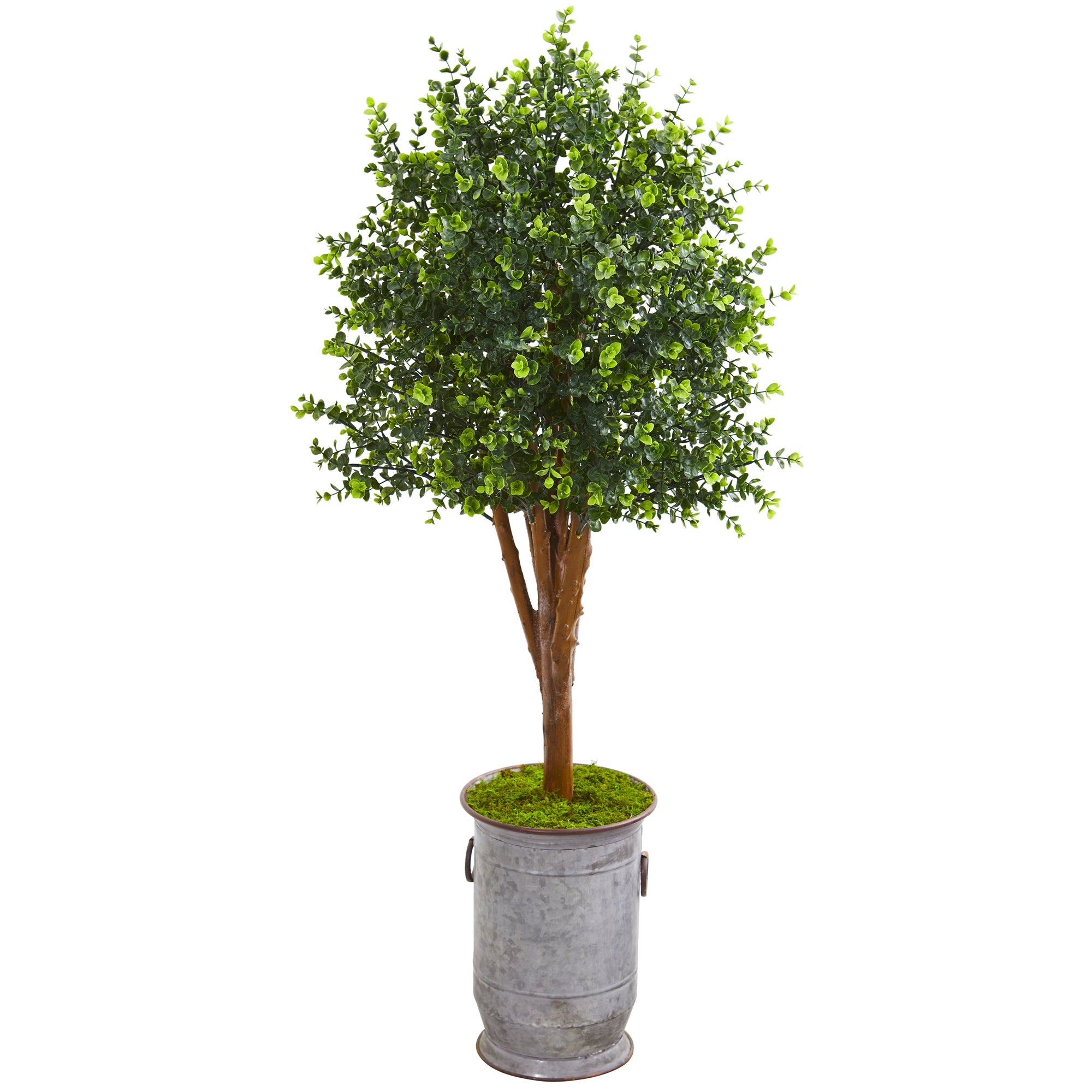 57" Eucalyptus Artificial Tree in Metal Planter UV Resistant