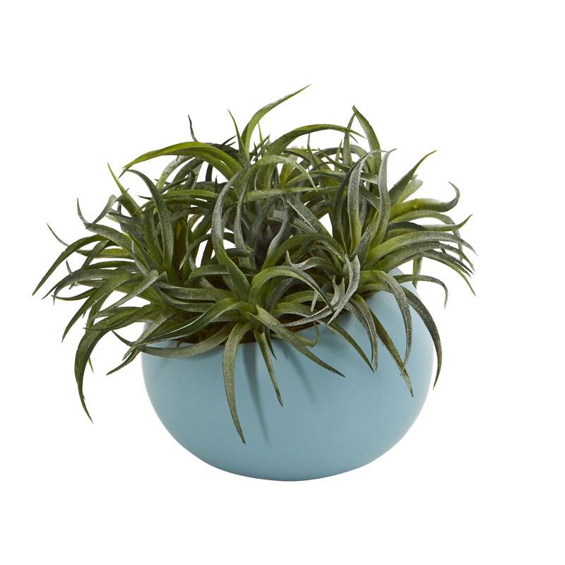 9" Succulent Artificial Plant in Blue Planter