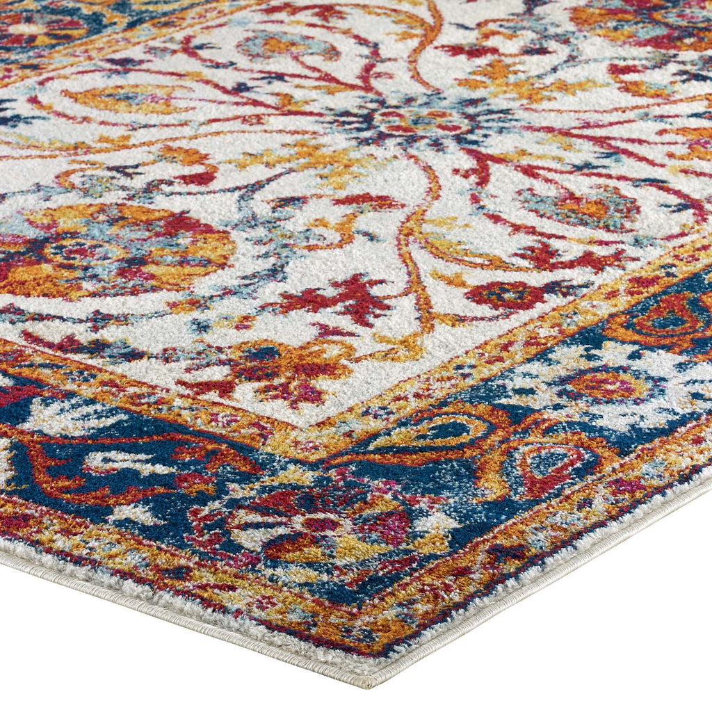 Entourage Samira Distressed Vintage Floral Vintage Medallion 5x8 Area Rug by Modway