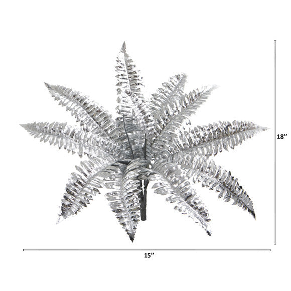 18" Metallic Boston Fern Artificial Plant (Set of 12)