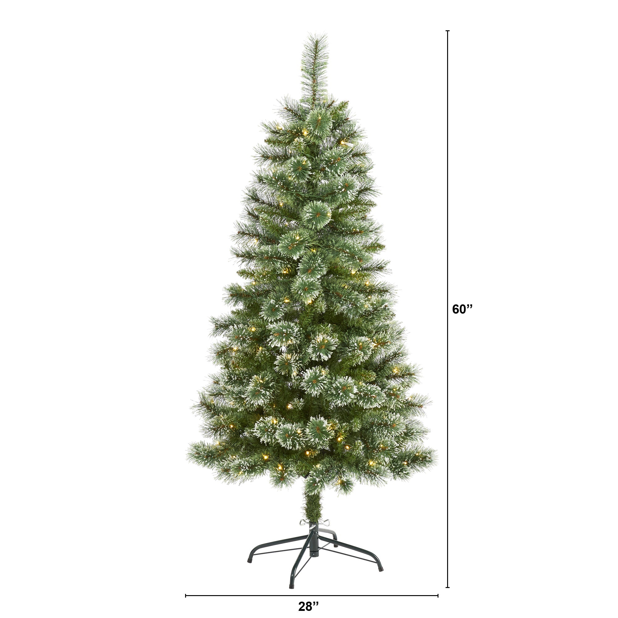5' Wisconsin Slim Snow Tip Pine Artificial Christmas Tree w/ 150 Clear LED Light
