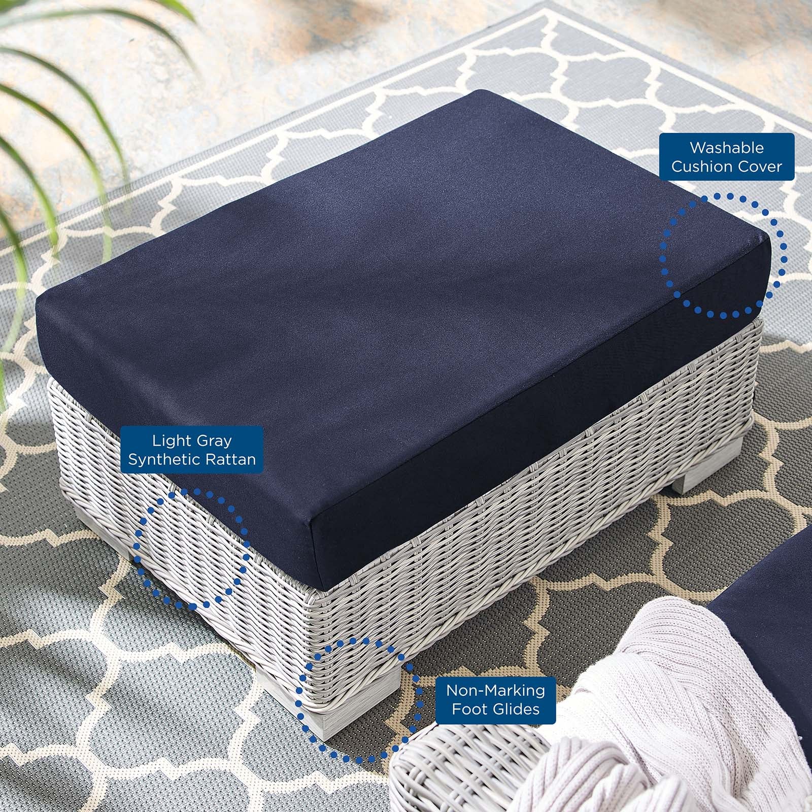 Conway Sunbrella¨ Outdoor Patio Wicker Rattan Ottoman by Modway