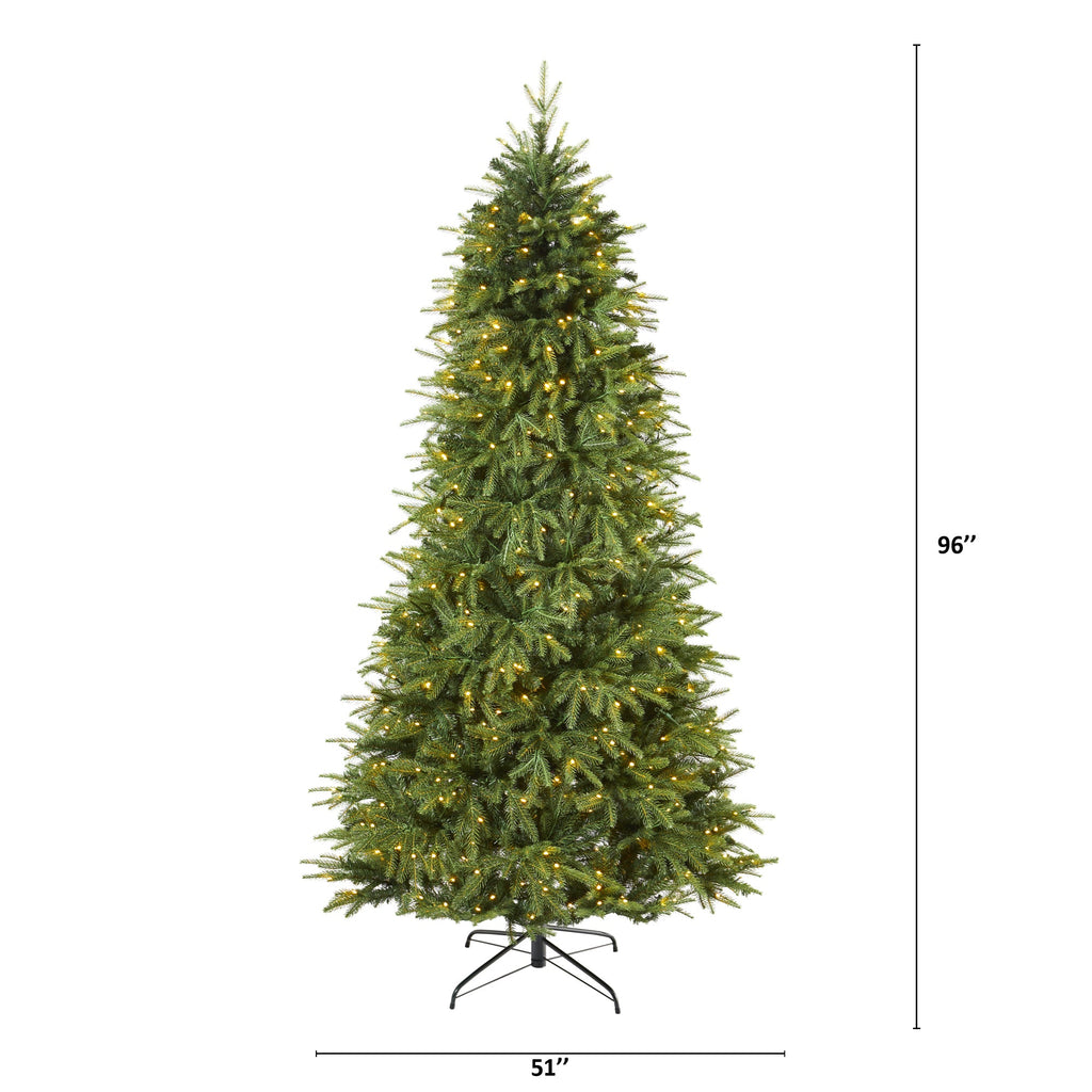 8' Vancouver Fir 'Natural Look' Artificial Christmas Tree w/ 700 Clear LED Light