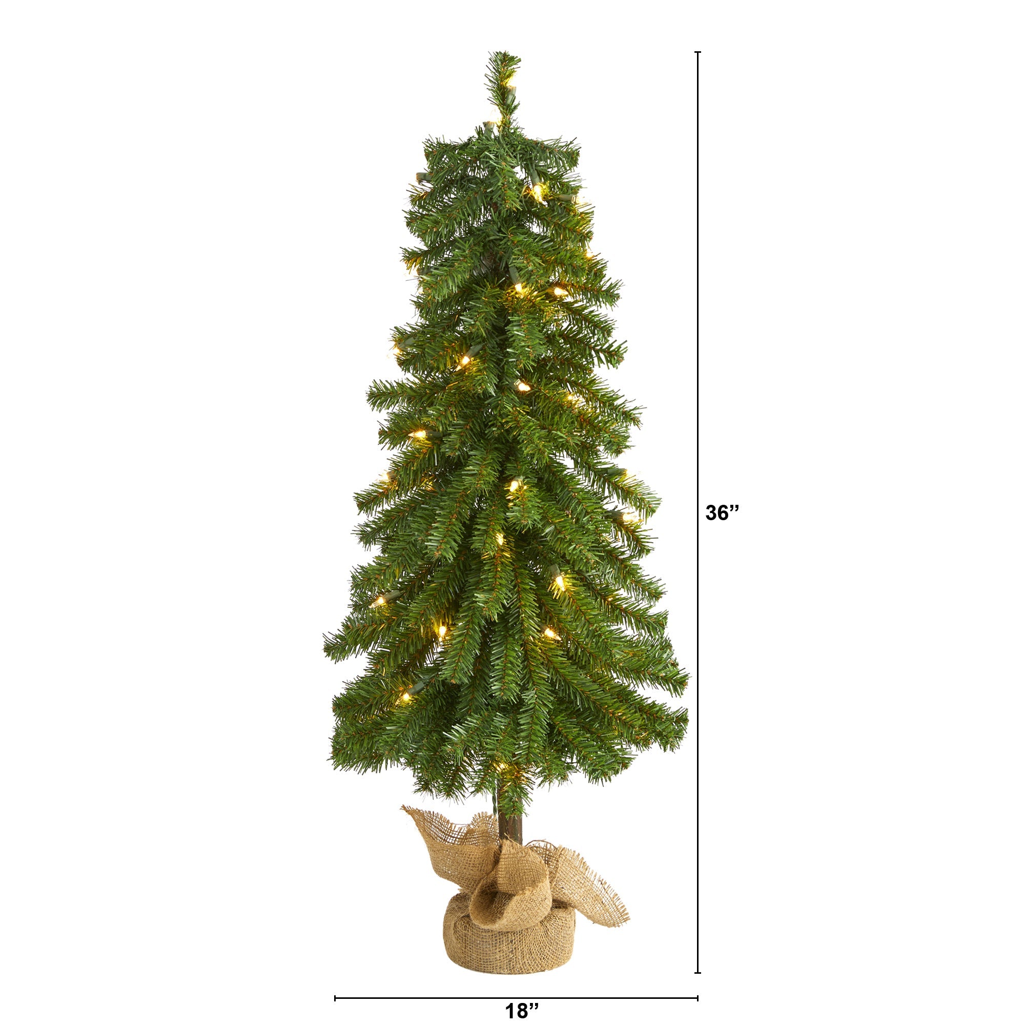 3' Alpine Artificial Christmas Tree w/ 50 Lights, 177 Bendable Branches
