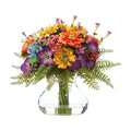 11"  Mixed Flowers Artificial Arrangement in Glass Vase