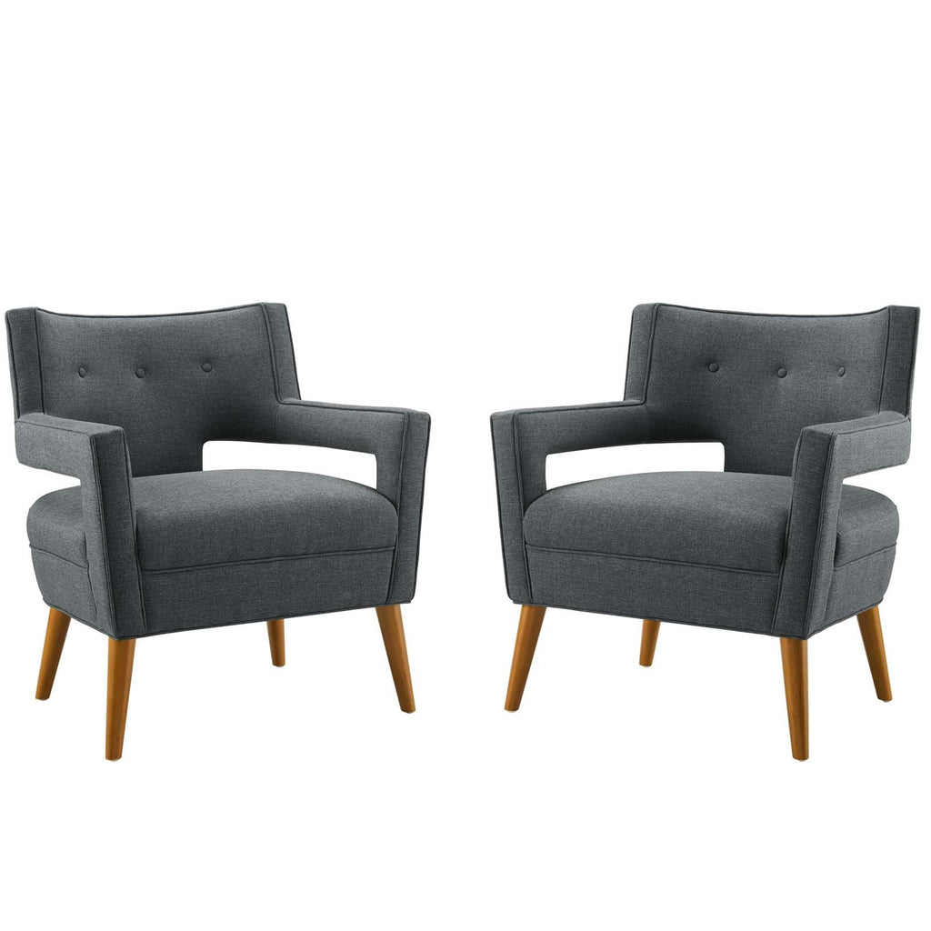Sheer Upholstered Fabric Armchair Set of 2 by Modway