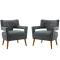 Sheer Upholstered Fabric Armchair Set of 2 by Modway