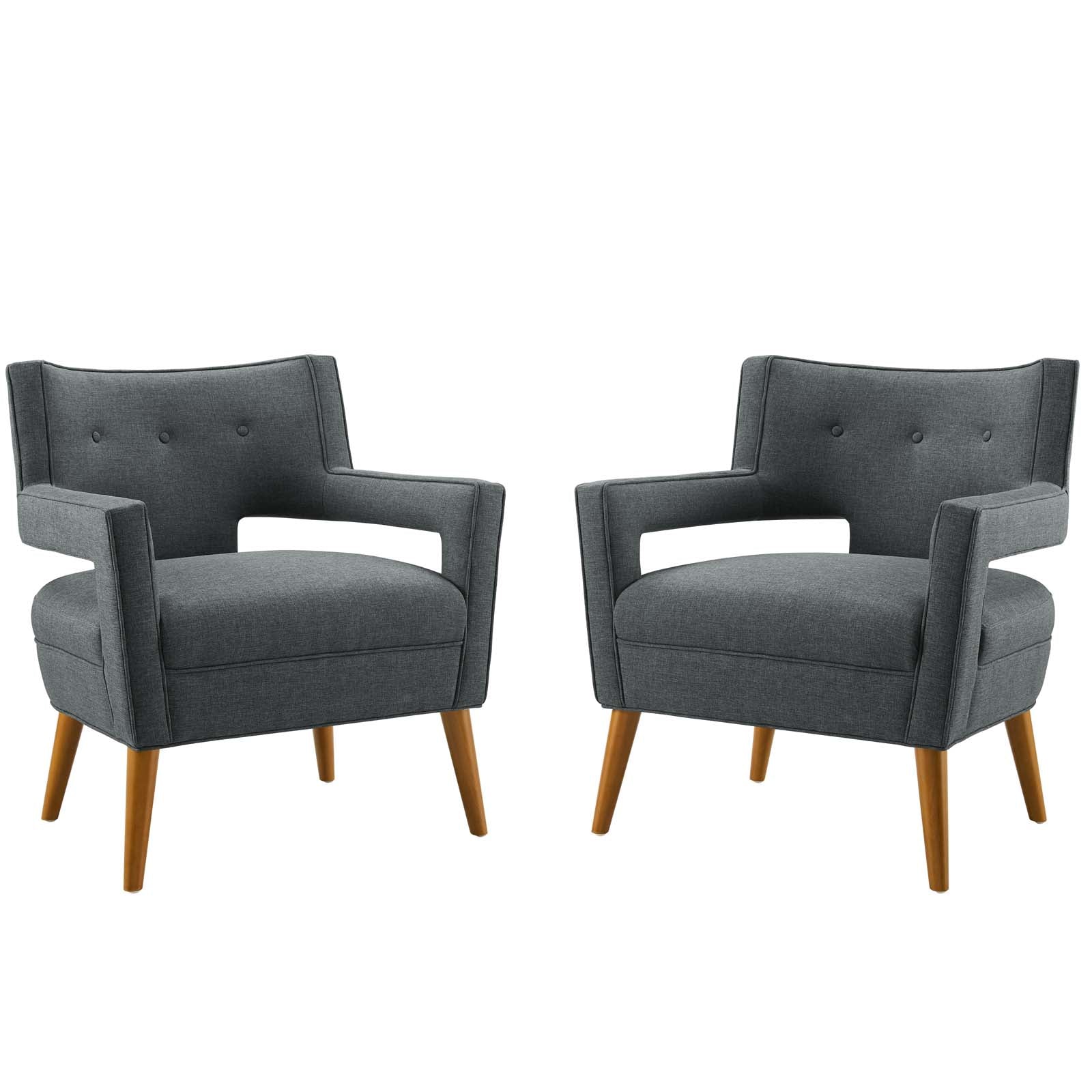 Sheer Upholstered Fabric Armchair Set of 2 by Modway