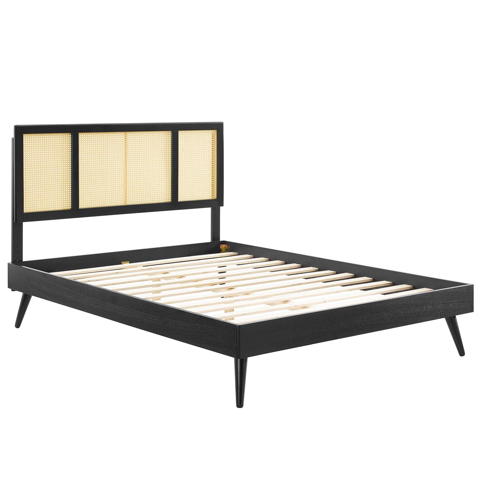 Kelsea Cane and Wood Full Platform Bed With Splayed Legs by Modway