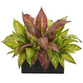 16" Musa Leaf Artificial Plant in Black Planter