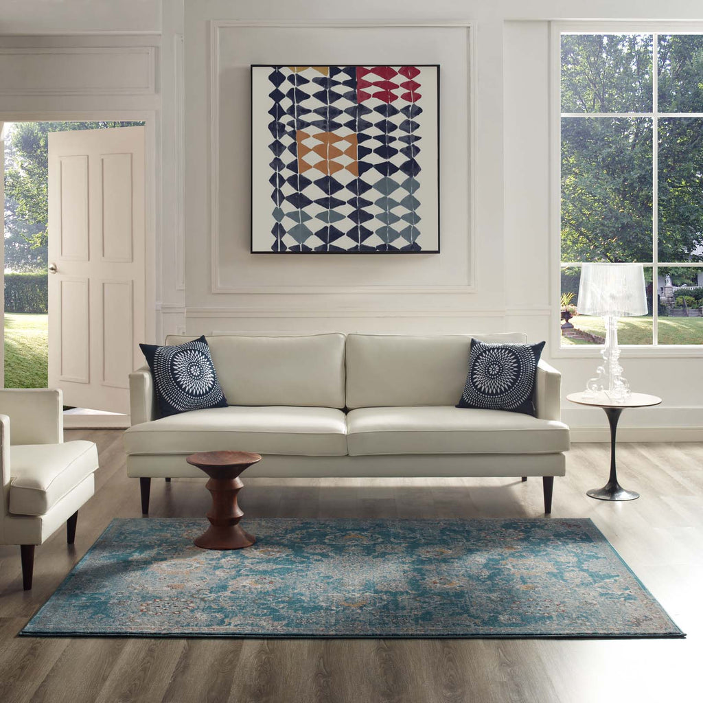 Cynara Distressed Floral Vintage Medallion 8x10 Area Rug by Modway
