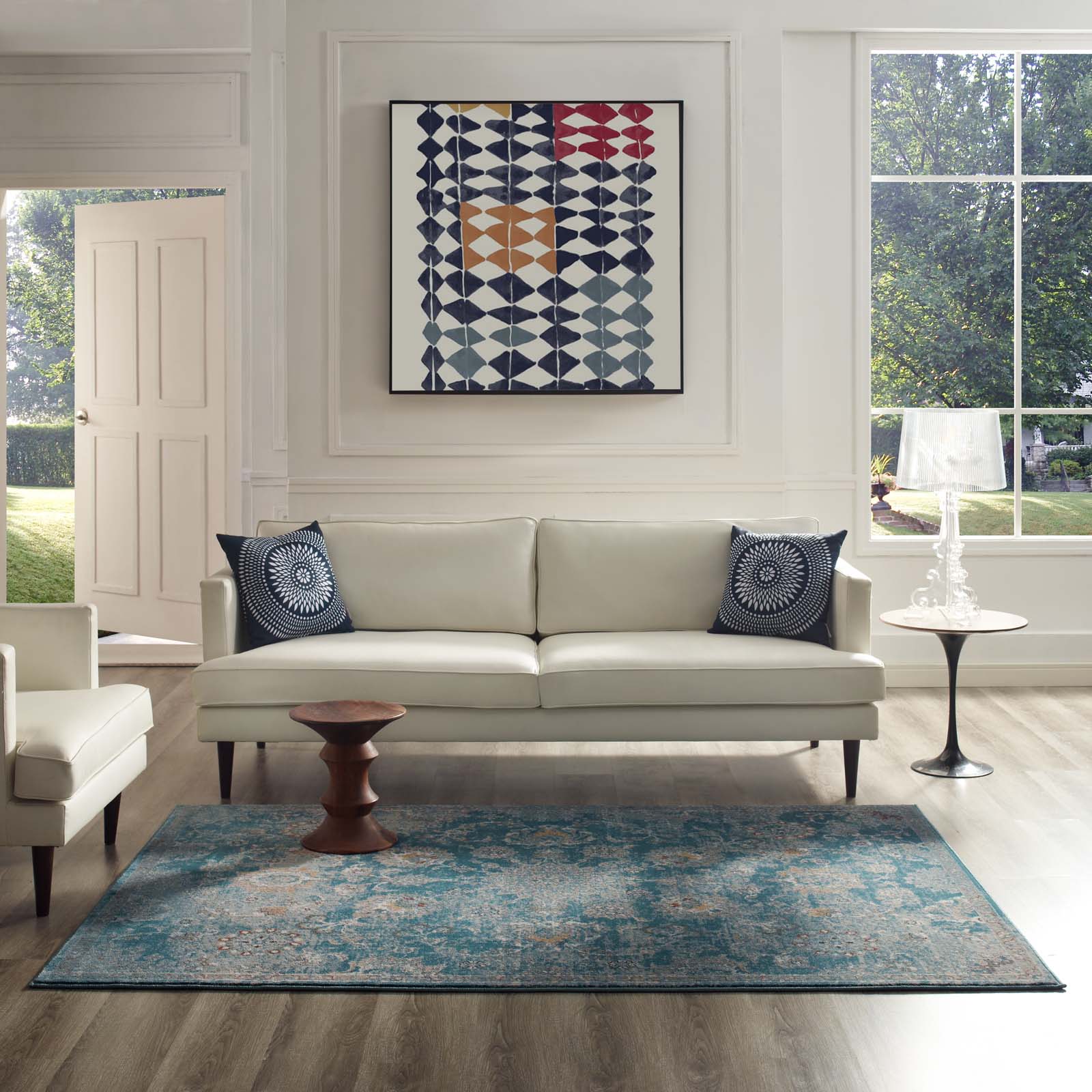 Cynara Distressed Floral Vintage Medallion 8x10 Area Rug by Modway