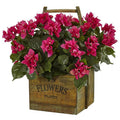Bougainvillea In Rustic Wood Planter 6323 By Nearly Natural