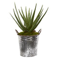 22"  Aloe Artificial Plant in Vintage Metal Pail
