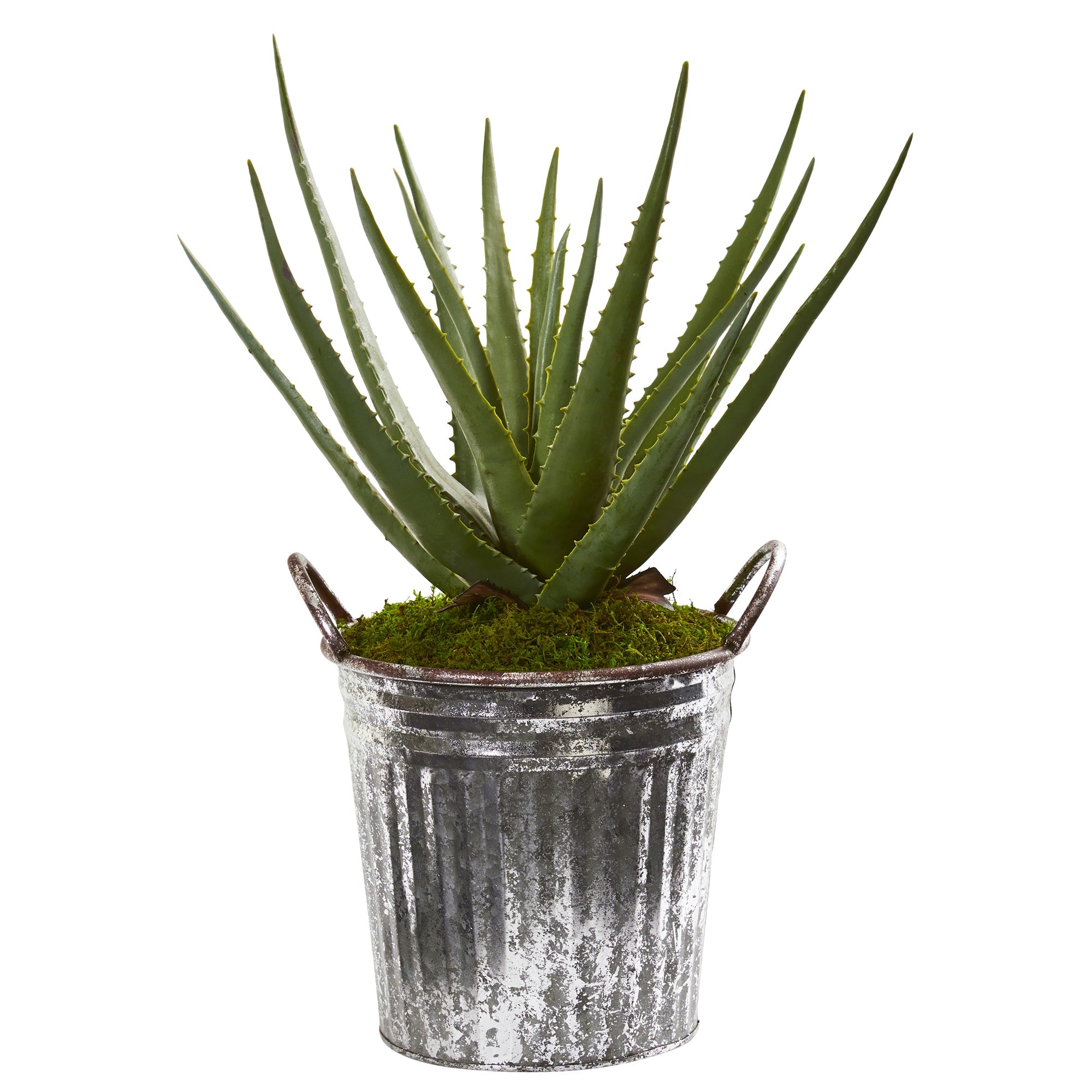 22"  Aloe Artificial Plant in Vintage Metal Pail