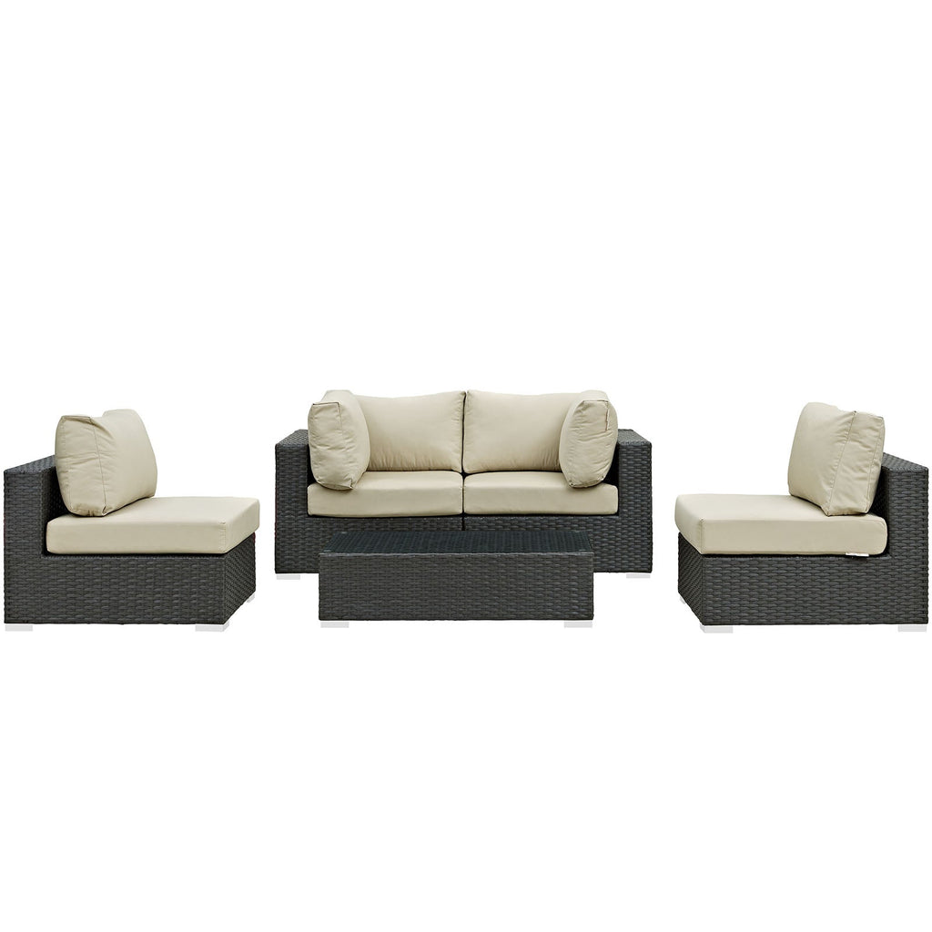 Sojourn 5 Piece Outdoor Patio Sunbrella¨ Sectional Set by Modway