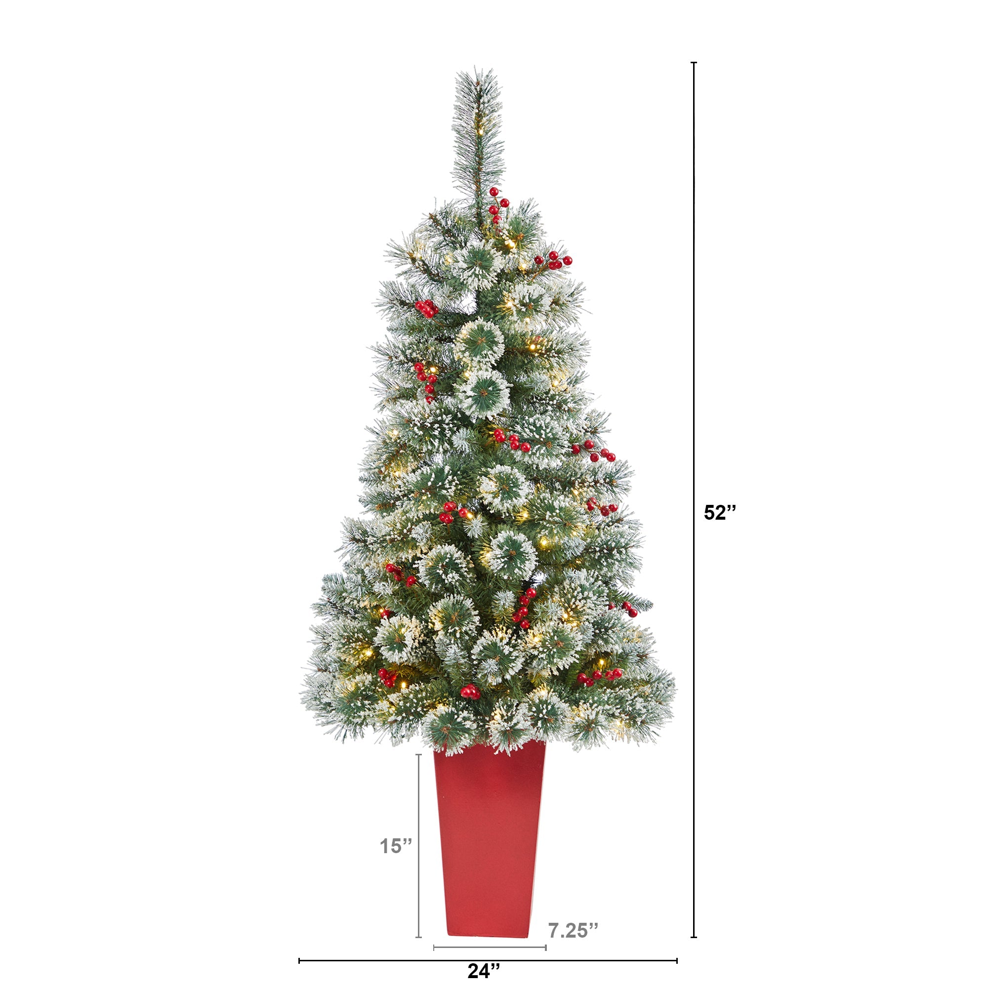 52' Frosted Swiss Pine Artificial Christmas Tree w/ 100 Clear LED Lights