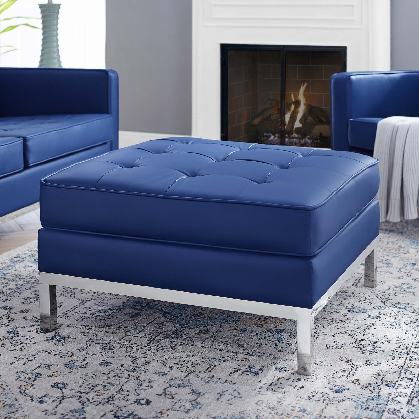 Loft Tufted Vegan Leather Ottoman by Modway