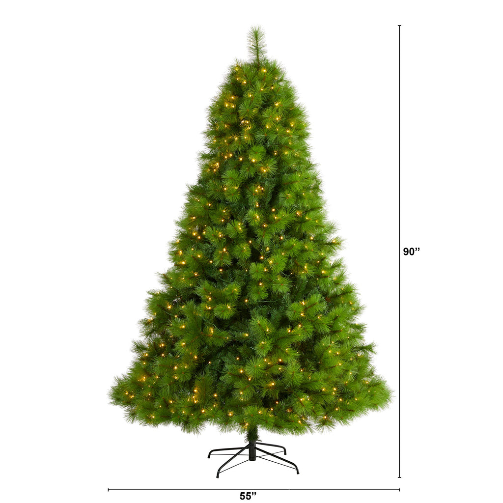 7.5' Green Scotch Pine Artificial Christmas Tree with 550 Clear LED Lights