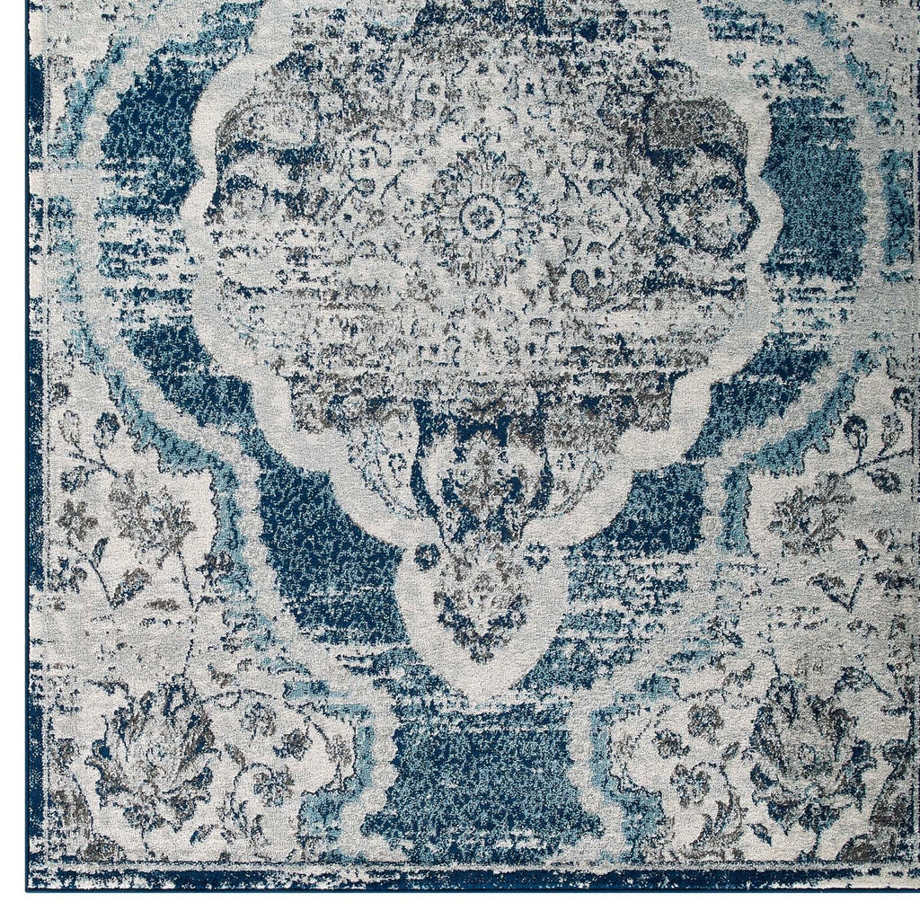 Entourage Malia Distressed Vintage Floral Vintage Medallion 8x10 Area Rug by Modway