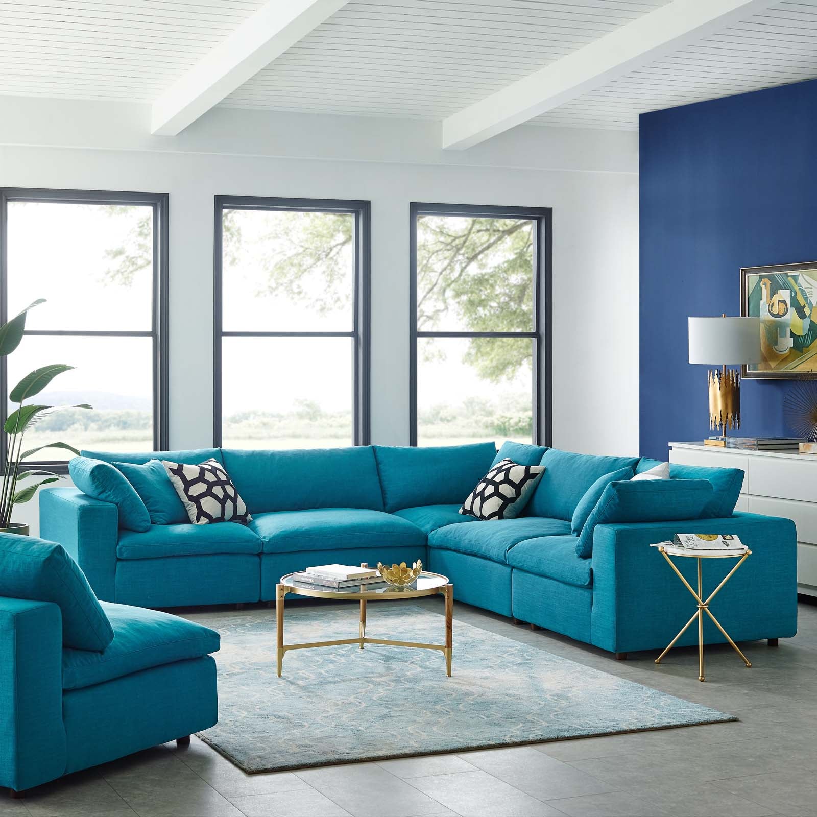 Commix 5 Piece Down Filled Overstuffed Sectional Sofa by Modway