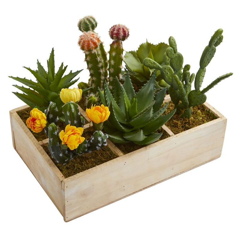 11"  Mixed Succulent Garden in Tray Artificial Plant