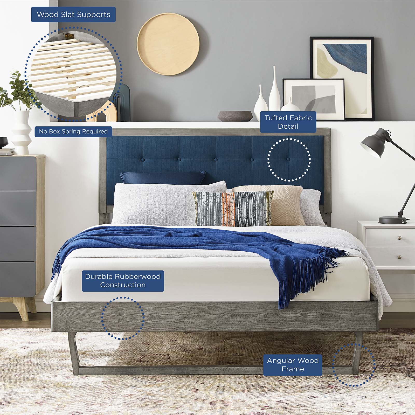 Willow Wood Queen Platform Bed With Angular Frame by Modway