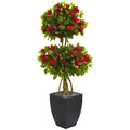 5' Double Ball Bougainvillea Artificial Tree in Black Wash Planter