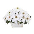 16"  Poinsettia Artificial Arrangement in White Wash Planter
