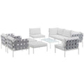 Harmony 10 Piece Outdoor Patio Aluminum Sectional Sofa Set by Modway