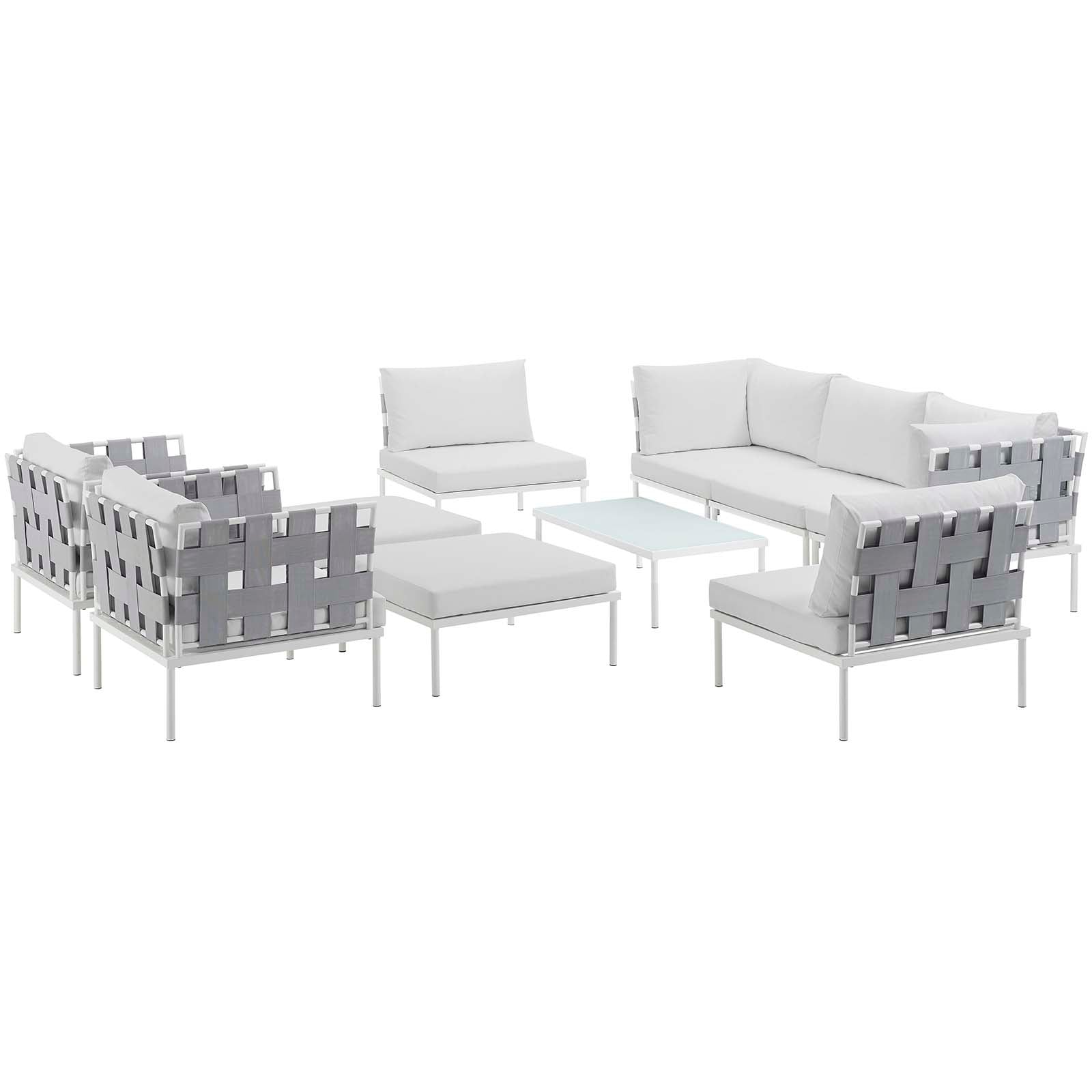 Harmony 10 Piece Outdoor Patio Aluminum Sectional Sofa Set by Modway