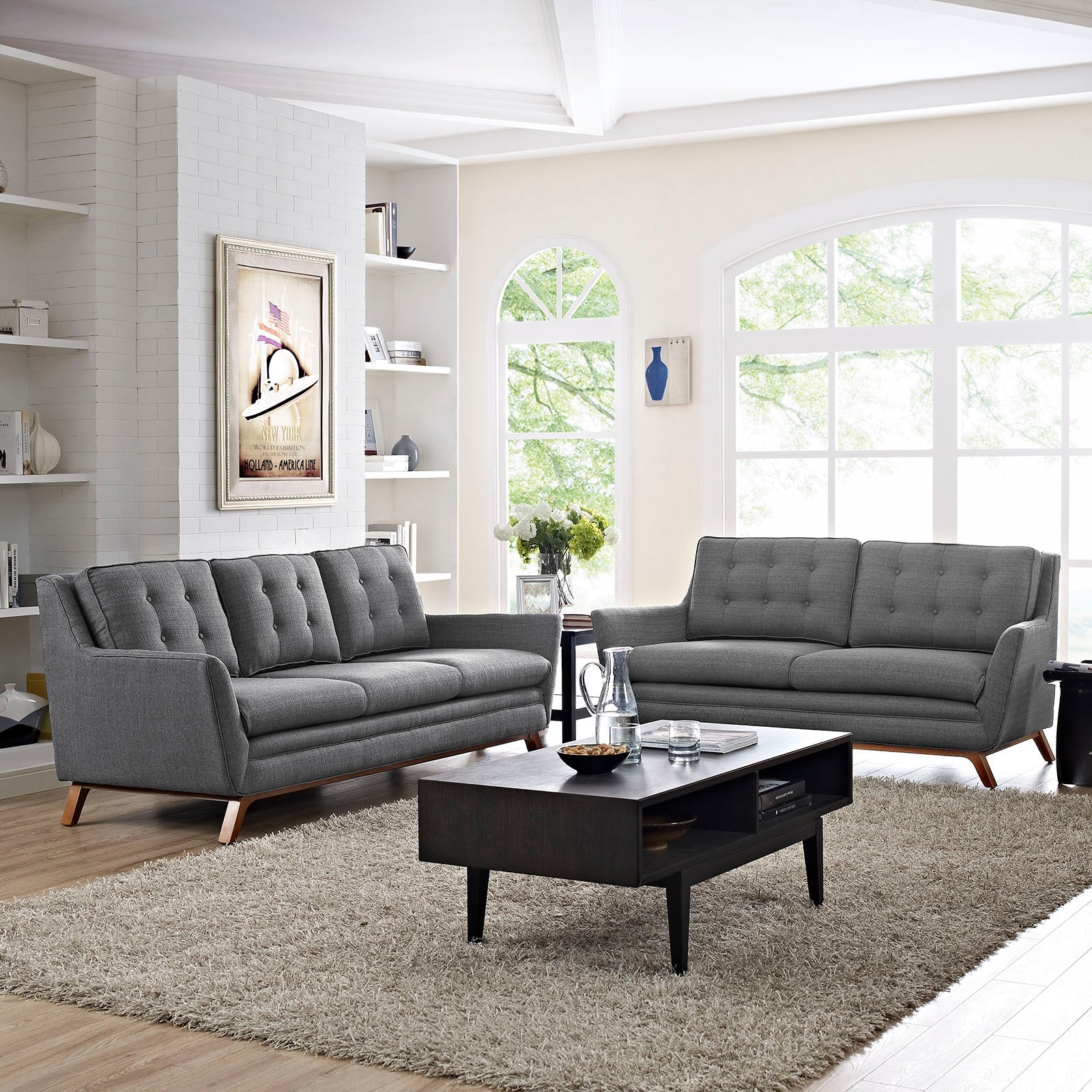 Beguile Upholstered Fabric Living Room Set Set of 2 by Modway