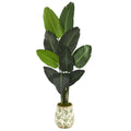 64" Traveler's Palm Artificial tree in Floral Print Planter
