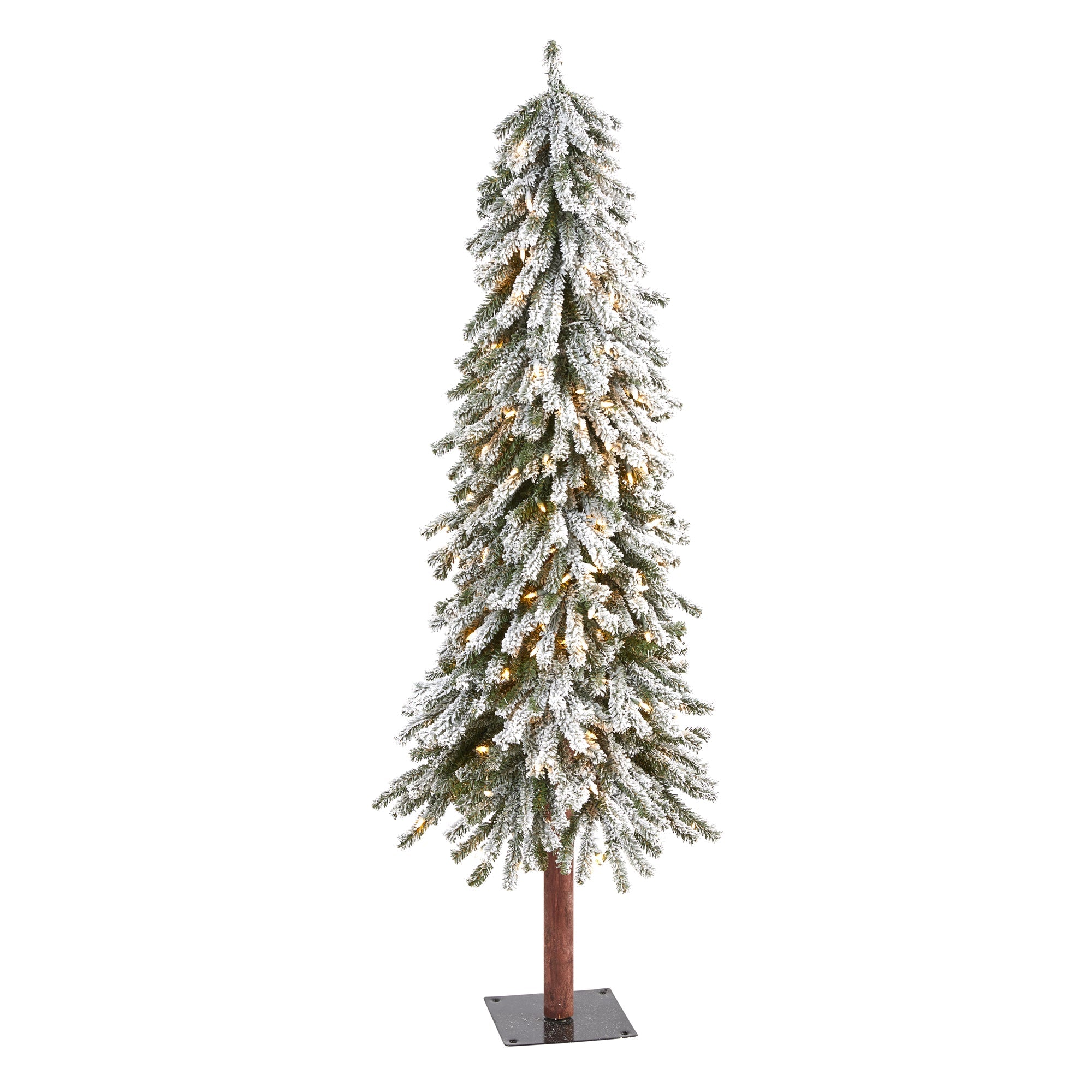 5' Flocked Grand Alpine Artificial Christmas Tree with 200 Clear Lights