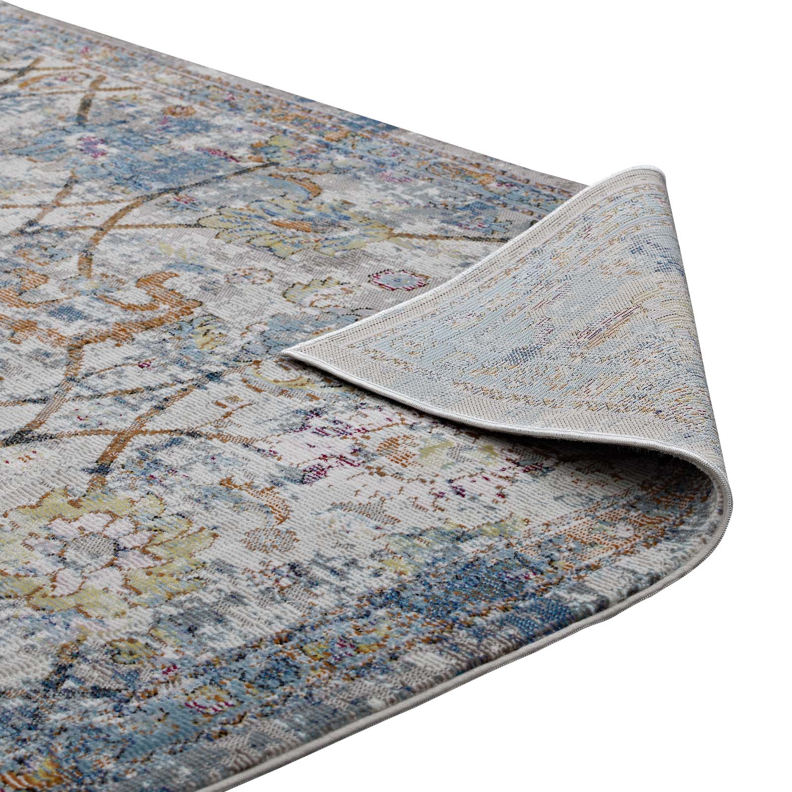 Minu Distressed Floral Lattice 5x8 Area Rug by Modway