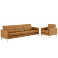 Loft Tufted Upholstered Faux Leather Sofa and Armchair Set by Modway