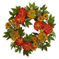 24"  Peony and Mum Wreath