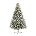 9' Flocked Oregon Pine Artificial Christmas Tree with 600 Clear Lights