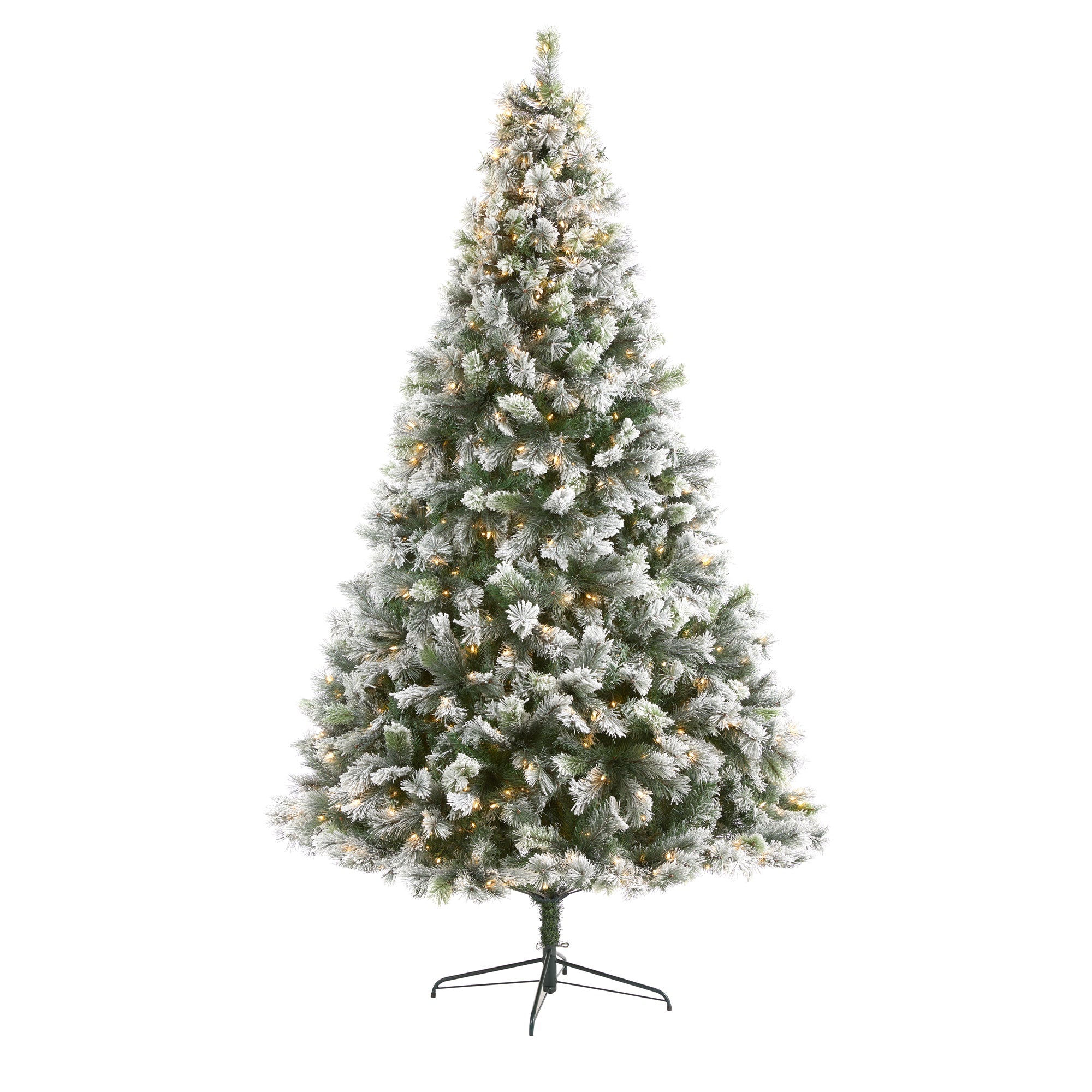 9' Flocked Oregon Pine Artificial Christmas Tree with 600 Clear Lights