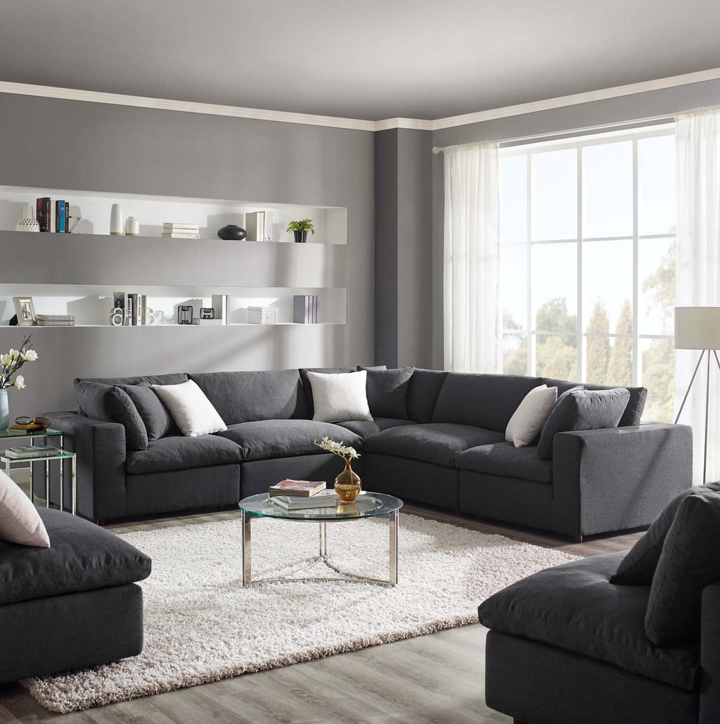 Commix 5 Piece Down Filled Overstuffed Sectional Sofa by Modway