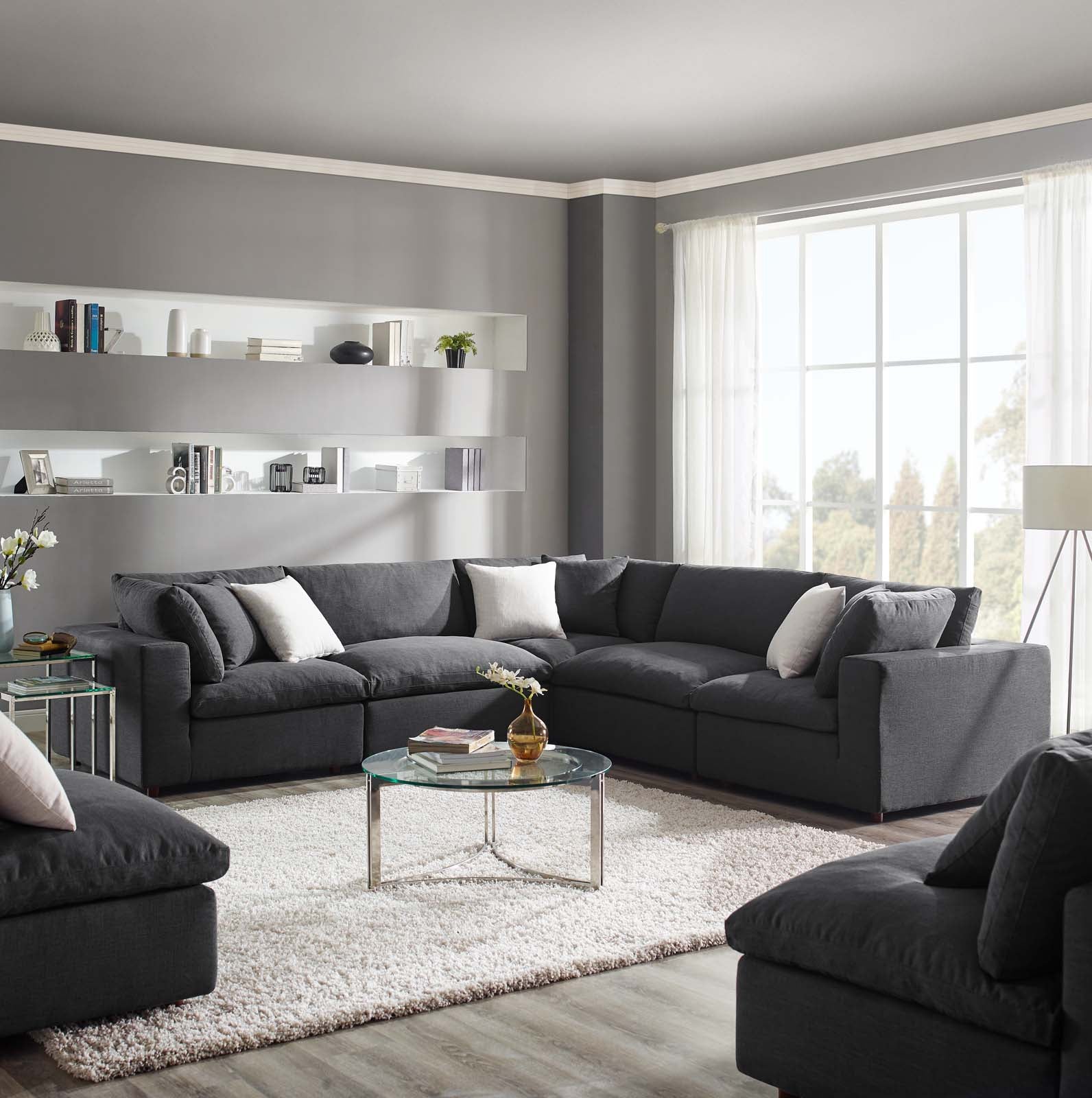 Commix 5 Piece Down Filled Overstuffed Sectional Sofa by Modway