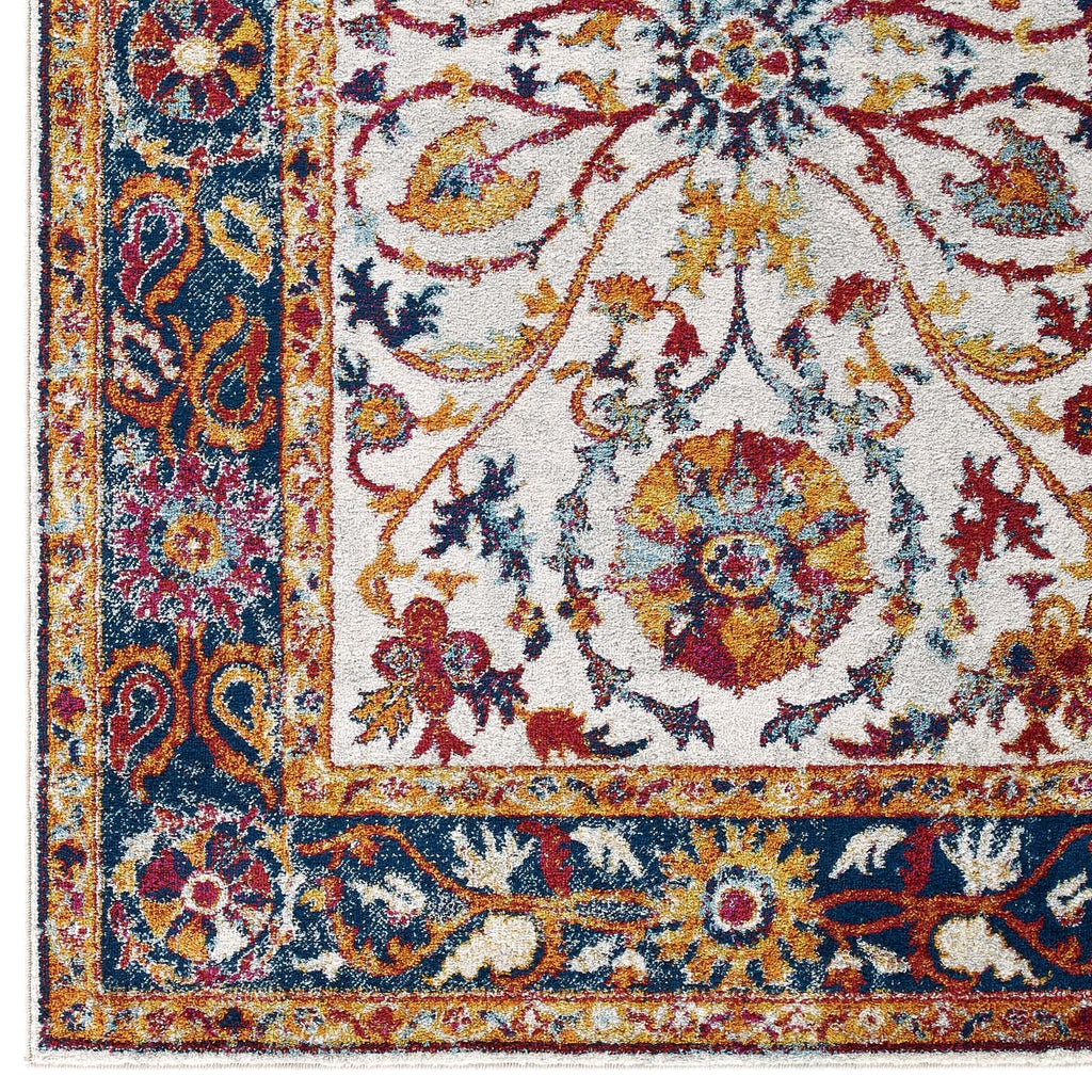 Entourage Samira Distressed Vintage Floral Vintage Medallion 5x8 Area Rug by Modway