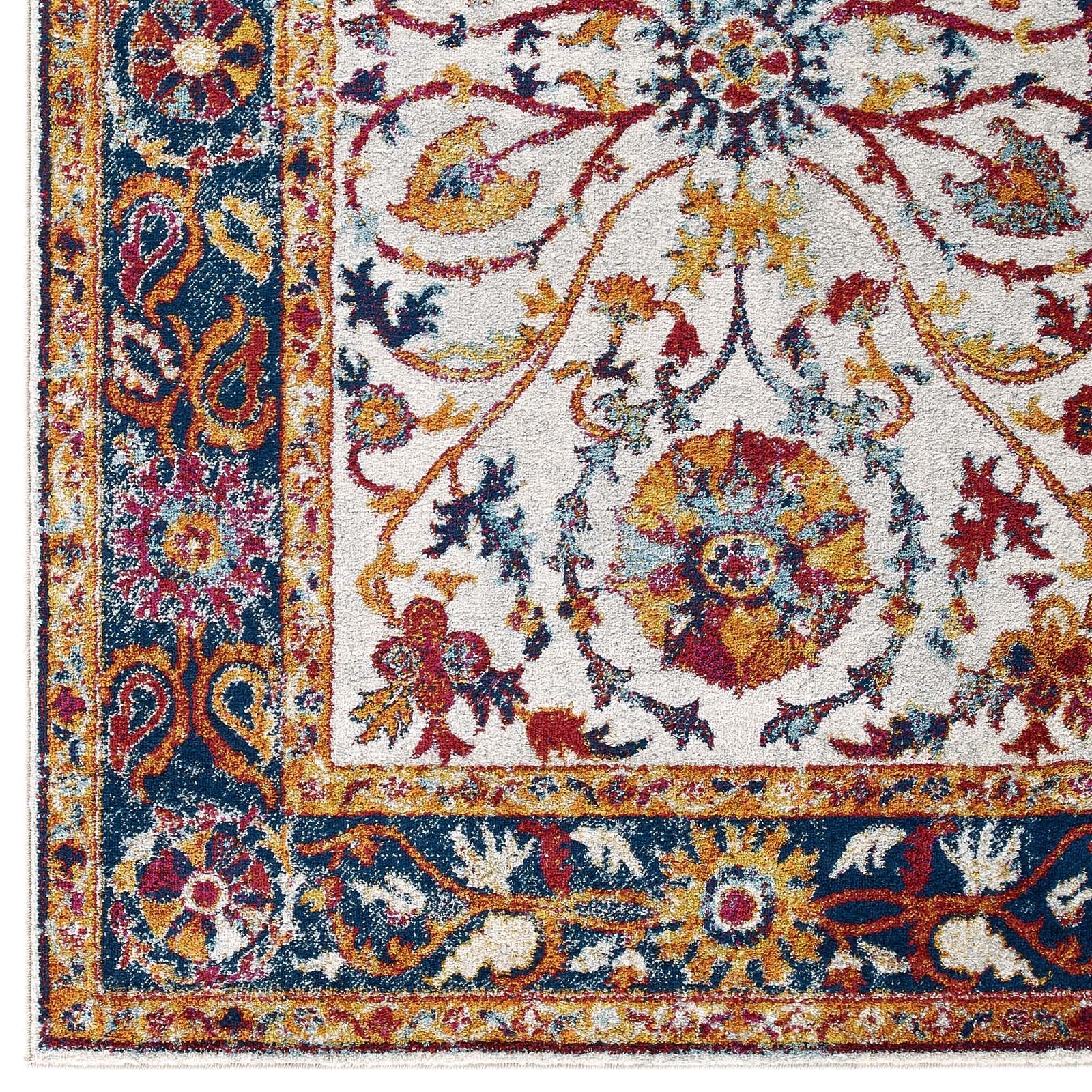 Entourage Samira Distressed Vintage Floral Vintage Medallion 5x8 Area Rug by Modway